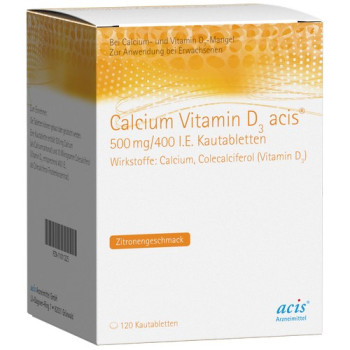 CALCIUM VITAMIN D3 acis 500 mg/400 I.E. Kautabl.