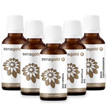 Homöopathie Globuli Basis Set 5x20g: Arnica C30, Aconitum C30, Nux vomica D12, Pulsatilla D12, Rhus tox. D12 * Sparpreis